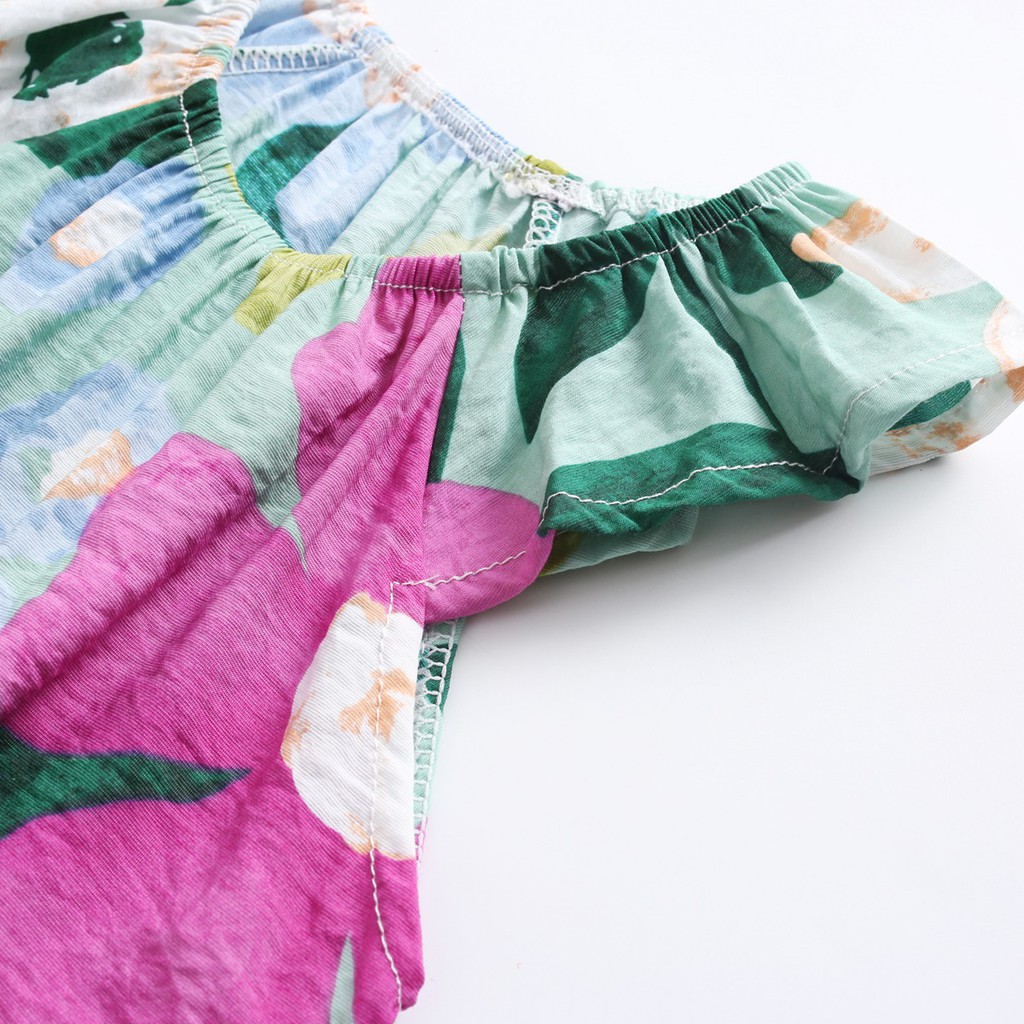 Áo liền quần Sanlutoz bằng cotton phong cách mùa hè cho bé gái sơ sinh