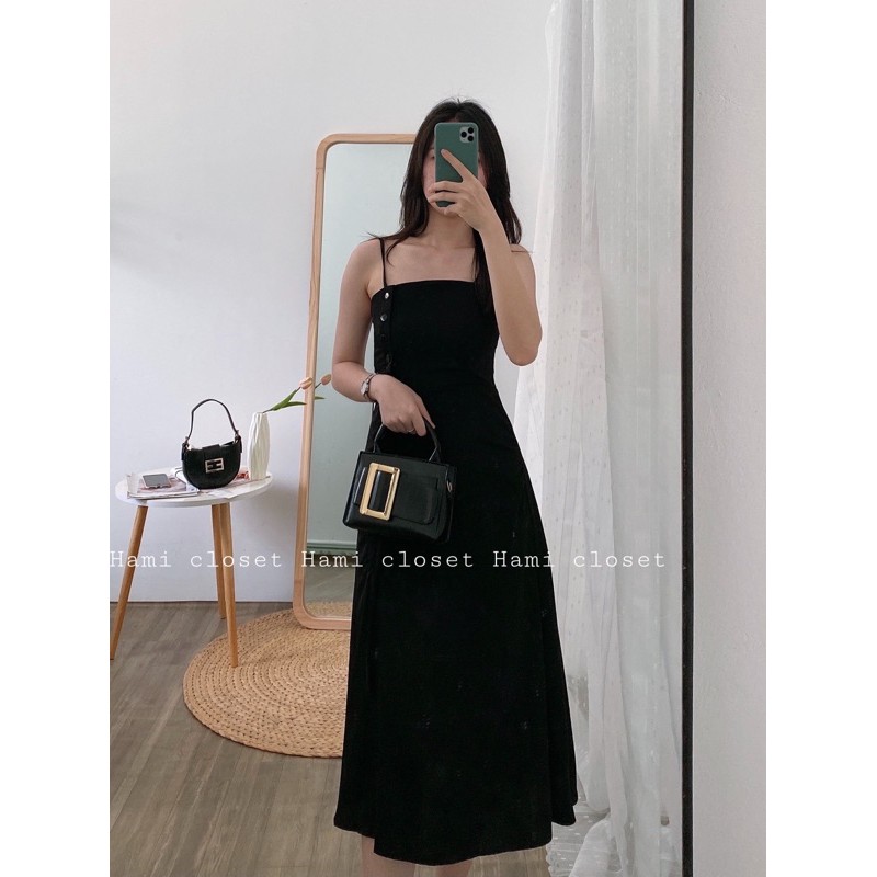 Váy đầm hai dây rút eo chất siêu mịn đẹp hàng có size mã V001