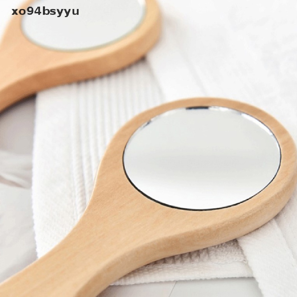 [Hàng mới về] Gương trang điểm cầm tay Xo94bsyyu hình tròn bằng gỗ phong cách vintage chất lượng cao