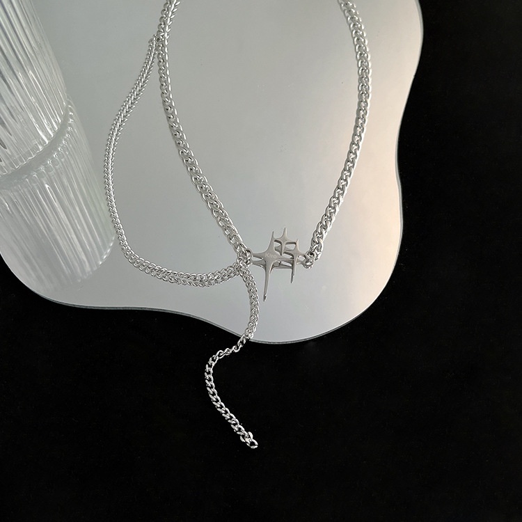 Vòng cổ Tua Rua Bằng Thép Titan Mặt Thánh Giá Phong Cách Hàn Quốc