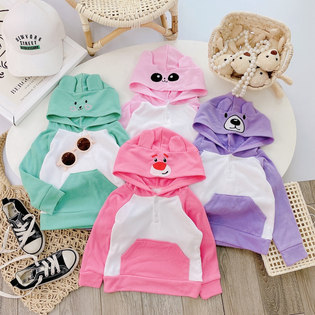 Áo nỉ bông tai thỏ dễ thương cho bé gái từ 8-18kg