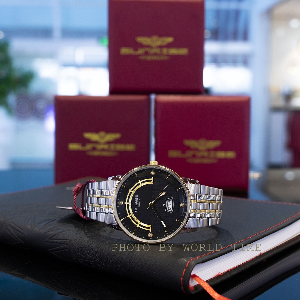 Đồng hồ nam Sunrise dây thép DM1224SWA full hộp, thẻ bảo hành 3 năm, kính sapphire chống xước, chống nước