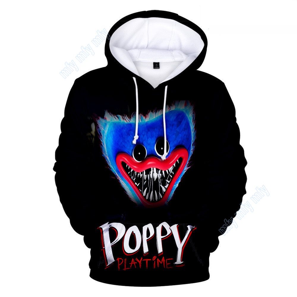 Áo hoodie in hình nhân vật Huggy Wuggy trong Poppy Playtime vải mỏng dành cho bé trai và bé gái mặc ra ngoài