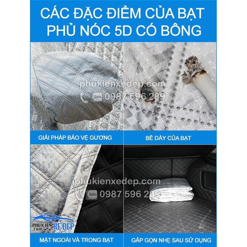 Bạt Phủ Nóc Ô tô 5D Có Bông Chống Che Nắp Capo