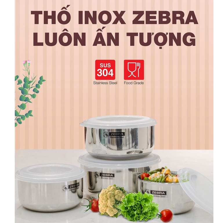 Bộ thố Inox Zebra 12 -14-16-18cm - 184106 hàng nhập khẩu Thái Lan