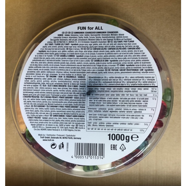 Kẹo Dẻo TROLLI Fun For All Hộp 1kg Có 21 Hình Dáng Kẹo Đáng Yêu - Đức