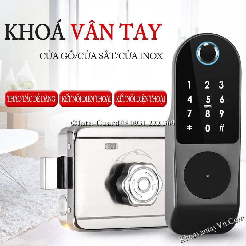 Khoá vân tay cổng sắt cửa inox X1