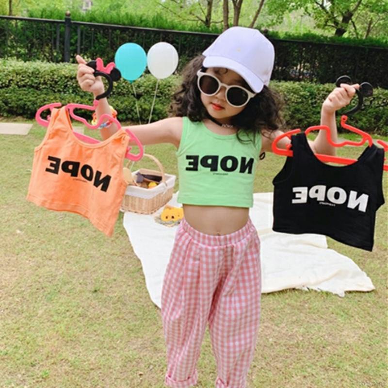 Áo Croptop Sát Nách In Chữ Thời Trang Mùa Hè Cho Bé Gái