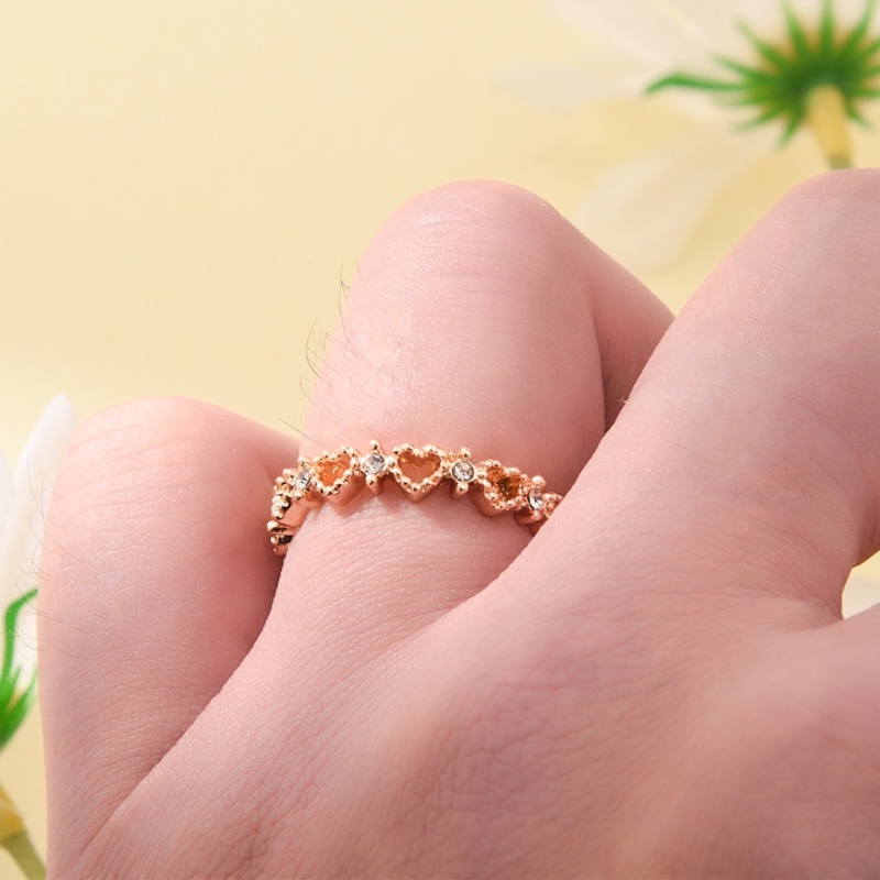 Nhẫn Hở Mạ Vàng Hình Trái Tim Đính Đá Zircon Thời Trang