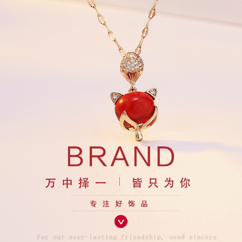 ❤zheting❤Vòng cổ Mặt Hình Cáo Đính Đá Thời Trang Cho Nữ