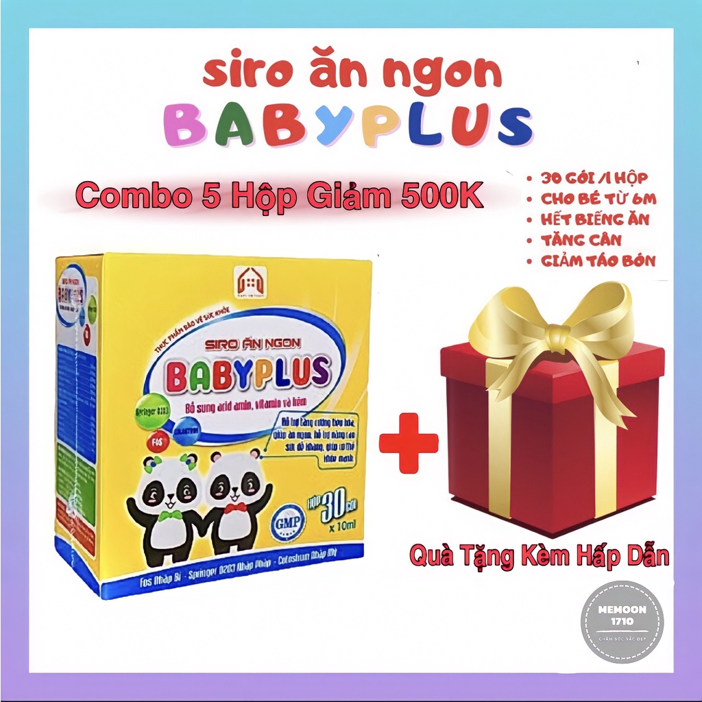 BABYPLUS - Siro Ăn Ngon, Giúp Bé Hết Biếng Ăn, Tăng Đề Kháng, Tiêu Hoá Tốt, Ngừa Táo Bón (combo 5 hộp)