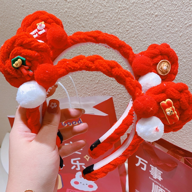 Băng Đô Lông Nhung Dễ Thương Dùng Để Rửa Mặt / Trang Điểm Hóa Trang Năm Mới Cho Bé Gái