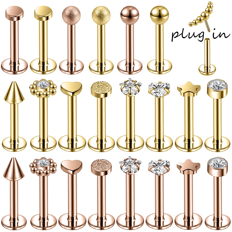 Set 10-15 Khuyên Xỏ Tai Bằng Thép Không Gỉ Đính Đá Nhiều Màu Sắc Kích Thước 6/8/10mm