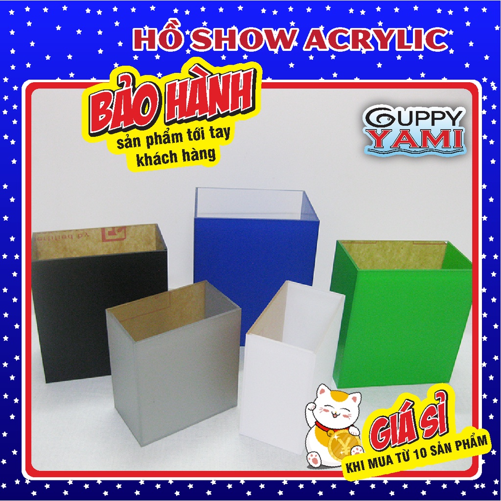 Hồ Show cá Betta mica siêu trong, Bể Show cá Guppy siêu trong Acrylic, Keo Quay cá Betta 12x7x12 giá xưởng (combo 10 hồ)