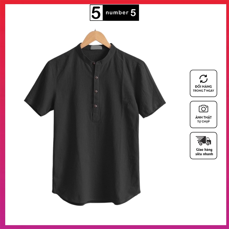 Áo Đũi Nam Cổ Tàu NUMBER5 Áo Cộc Tay Nam [AD]