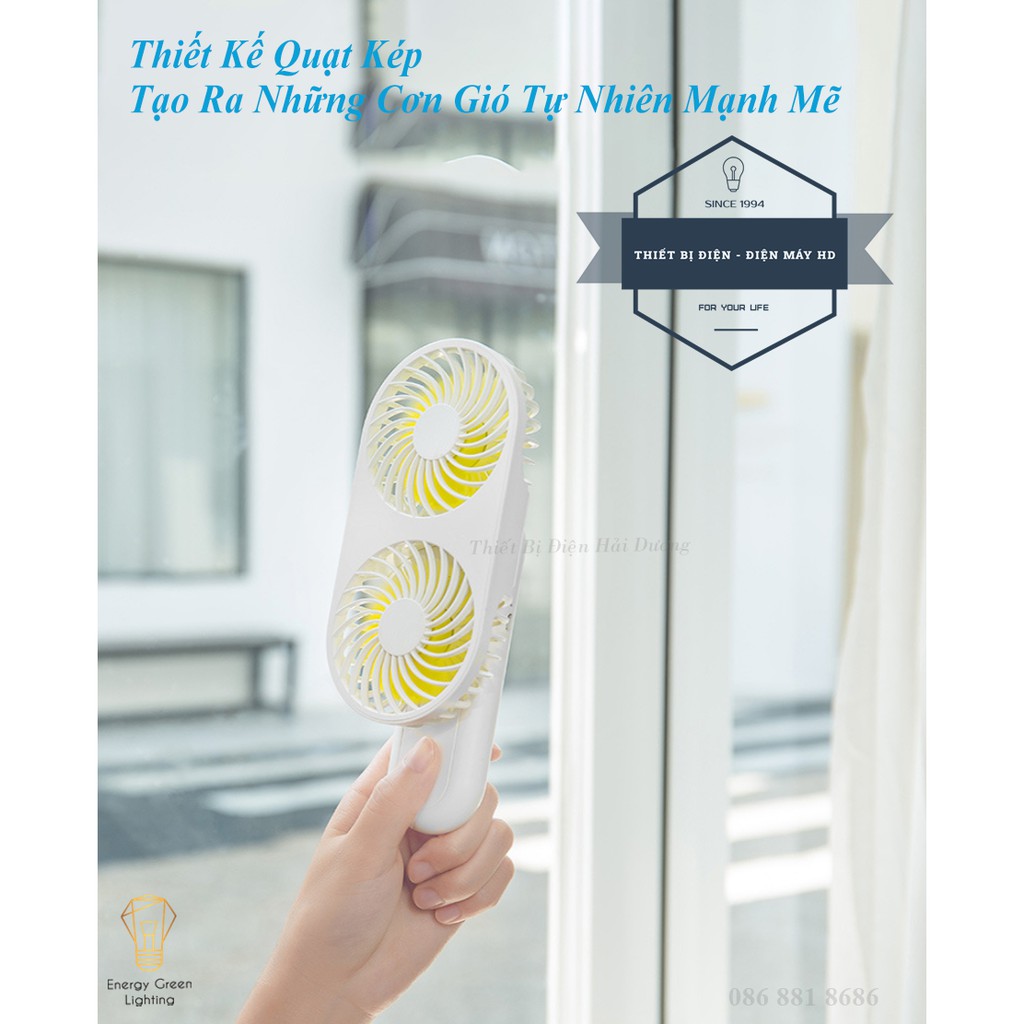 Quạt Mini Cầm Tay RPH-F10 7 Cánh Hình Cây Kem - 2 Lồng Quạt - 3 Tốc Độ gió - 3 Màu Tươi Sáng - Bảo Hành 1 Năm - Có Video