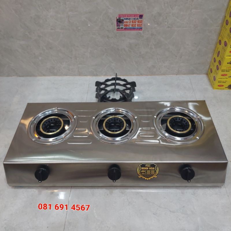Bếp gas 3 lò cao cấp sử dụng van dây gia đình , nhỏ gọn , lửa nấu to
