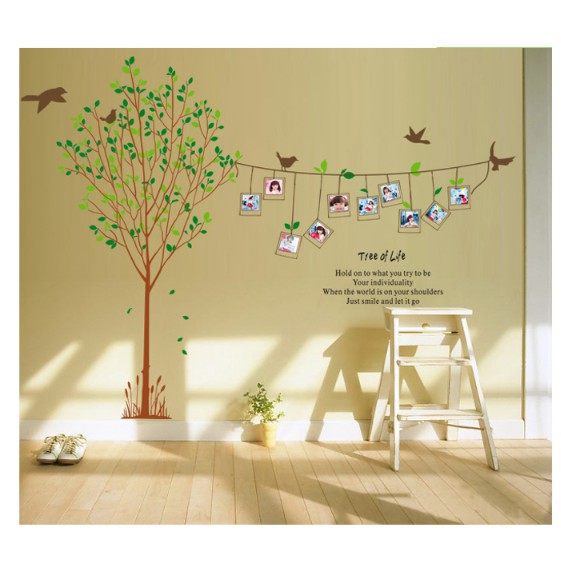 Decal trang trí tường - Cây Lá mỏng kèm dây khung hình xinh xinh