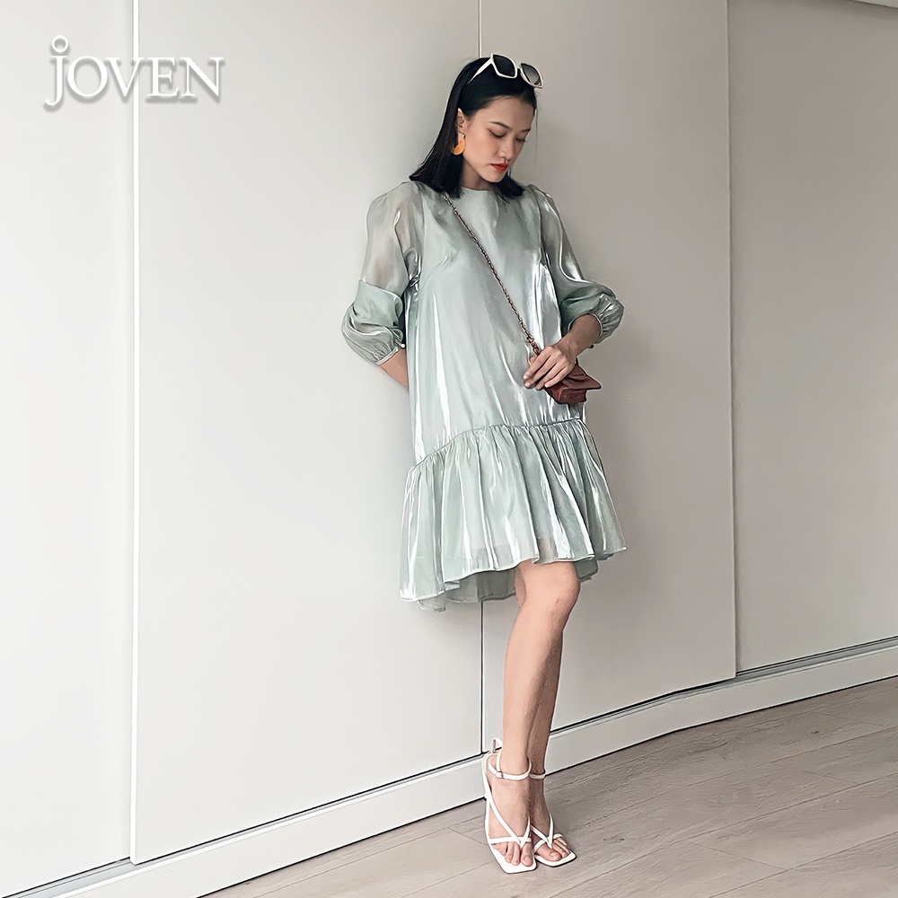Đầm babydoll sang chảnh lụa organza cao cấp JOVEN, thiết kế tầng xòe suông dáng dài, đi biển đi chơi đi làm