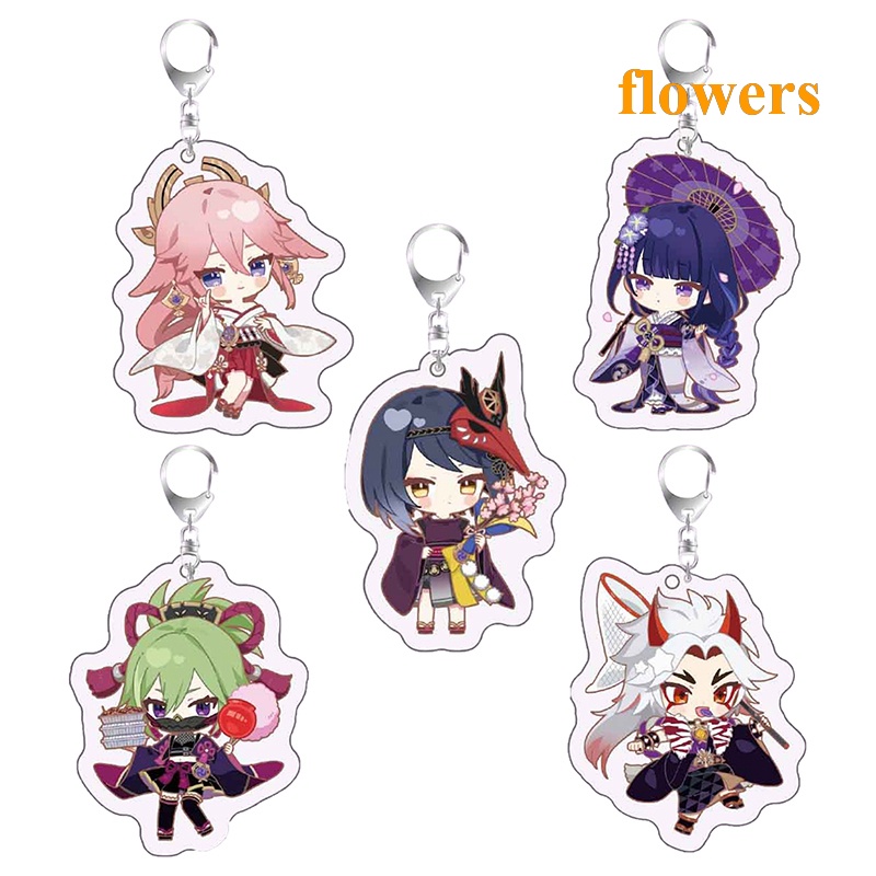 Móc Khóa Acrylic Hình Hoa Anime Genshin Va Chạm Kunikushi Morax Kaeya Xiao Hu Tao Tartaglia