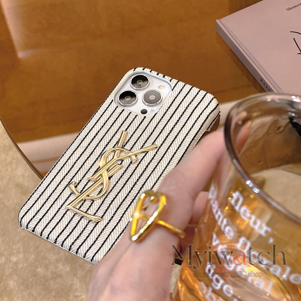Ốp Điện Thoại Vải Canvas In Hình Logo Kim Loại Đơn Giản Thời Trang Chống Rơi Cho iphone 13 Pro Max 12 Pro Max