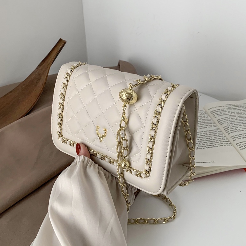 IELGY Túi Đeo Vai Dây Xích Họa Tiết Hình Thoi Thời Trang Cho Nữ