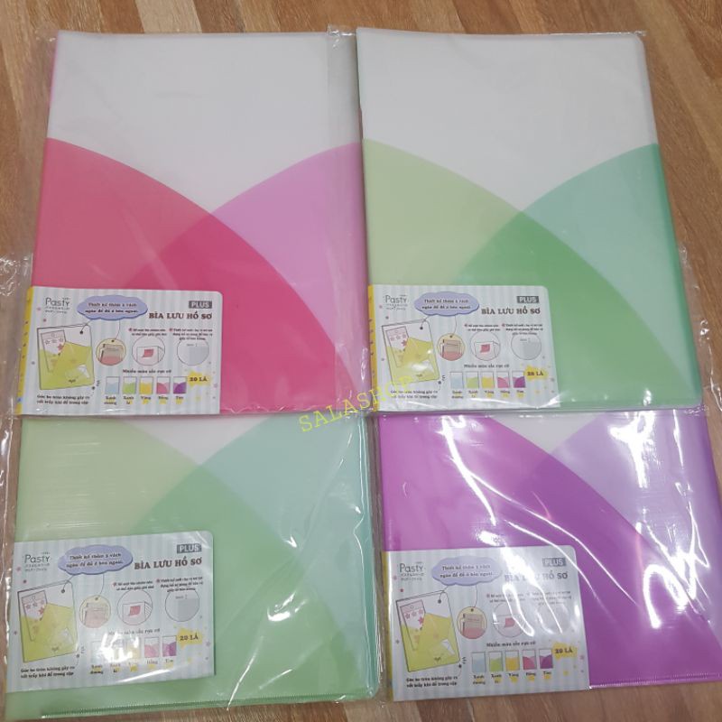 Combo Bìa Đựng Hồ Sơ 10 Lá PLUS Pasty Và 2 Túi Cài PLUS Pasty  - Góc Bo Tròn An Toàn
