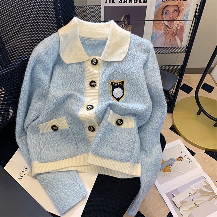 Áo Khoác Cardigan Dệt Kim Dáng Ngắn Phong Cách Phương Tây Thời Trang Mùa Thu Hàng Mới