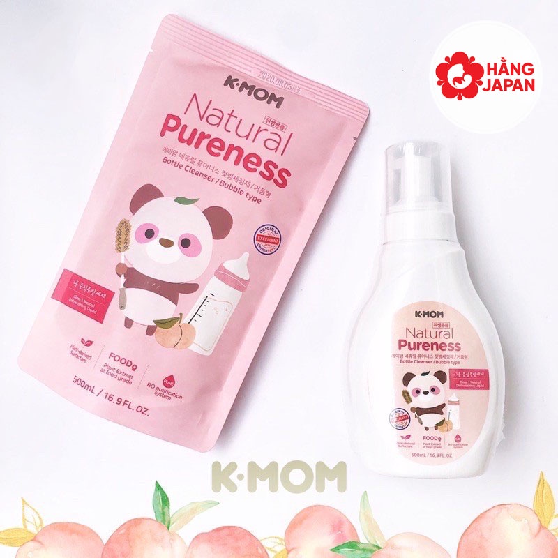 Nước rửa bình sữa và hoa quả hữu cơ KMom chai 500ml / túi 500ml Hàn Quốc