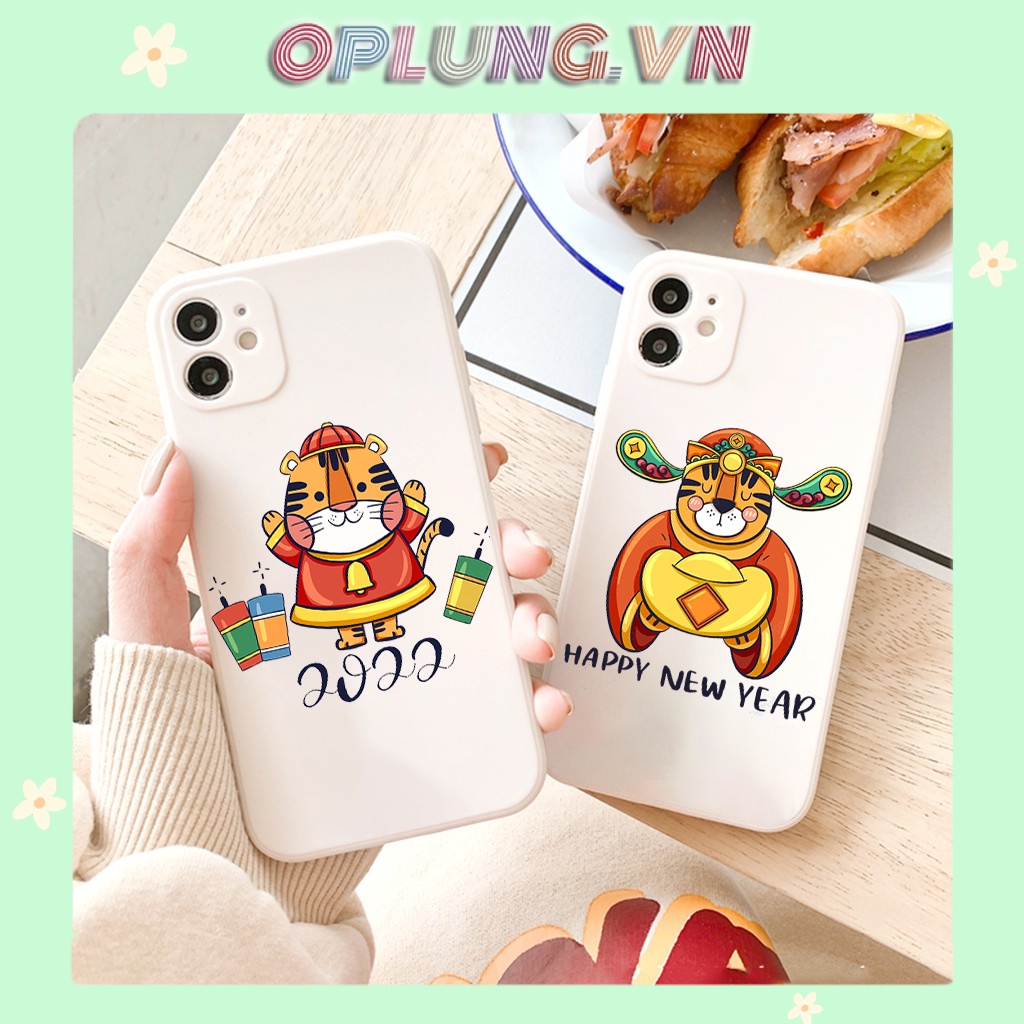 Ốp lưng iphone viền vuông ỐP THẦN TÀI TẾT CON HỔ 2022 6 6plus 7 8 7plus x xsmax 11 12 pro max promax plus e122