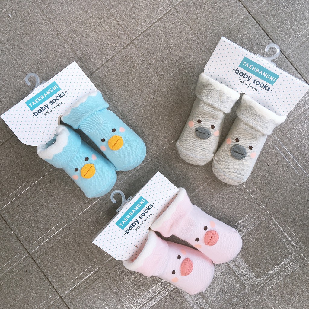 Set 3 đôi vớ tất vịt thun Cotton Có Chống Trượt Xinh xắn cho bé