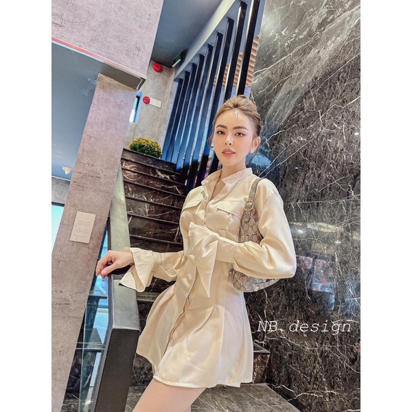 Váy lụa triết eo ao hot