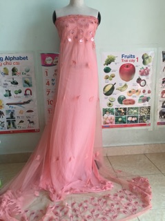 Vải ren lưới thêu kim sa