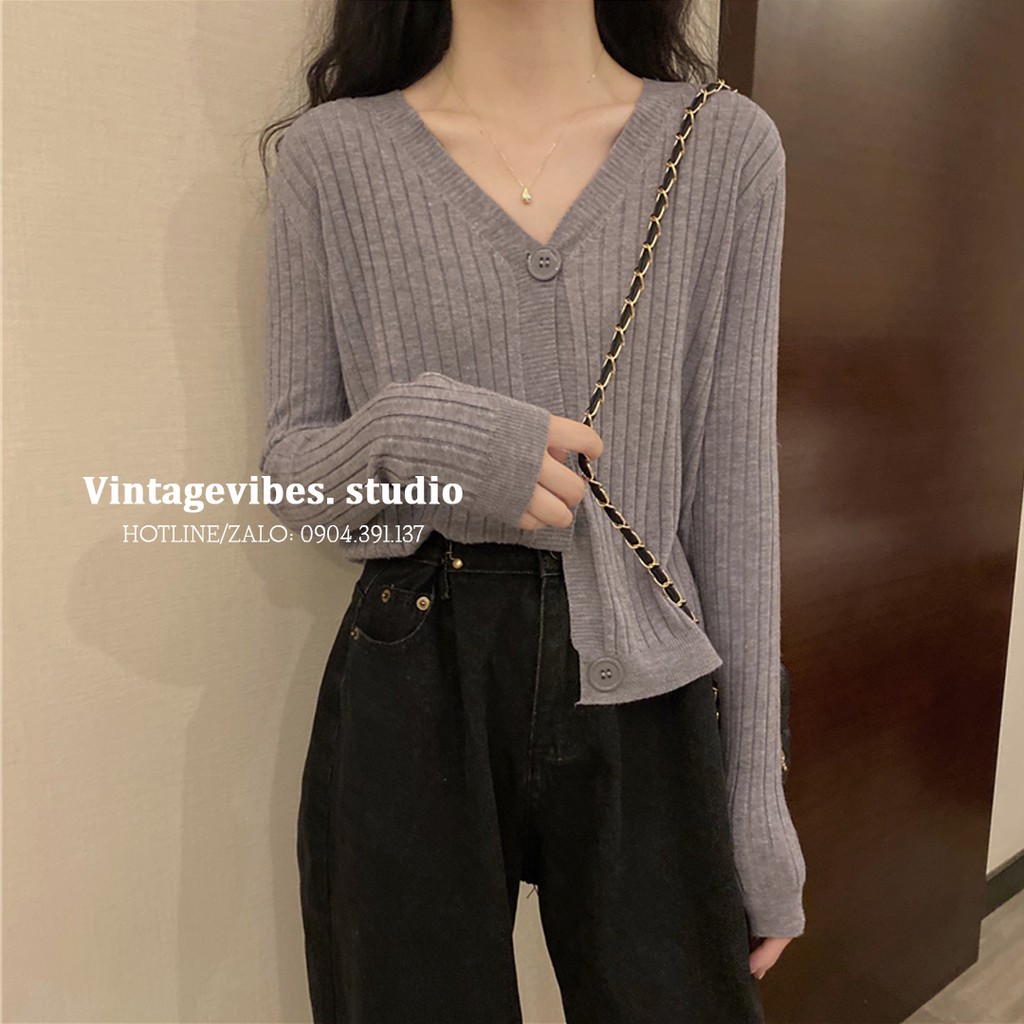 Áo cardigan len tăm khuy tròn Ulzzang (hàng QCCC) - Ảnh thật tự chụp