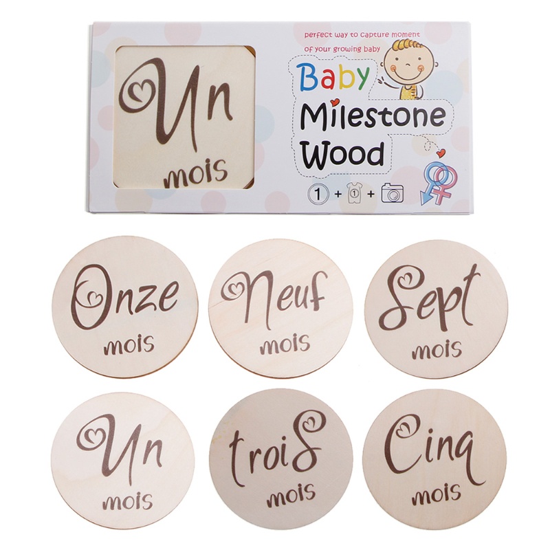 Set 6 Tấm Thẻ Ghi Chú Đánh Dấu Cột Mốc Phát Triển Theo Tháng Làm Phụ Kiện Chụp Ảnh Cho Bé Sơ Sinh