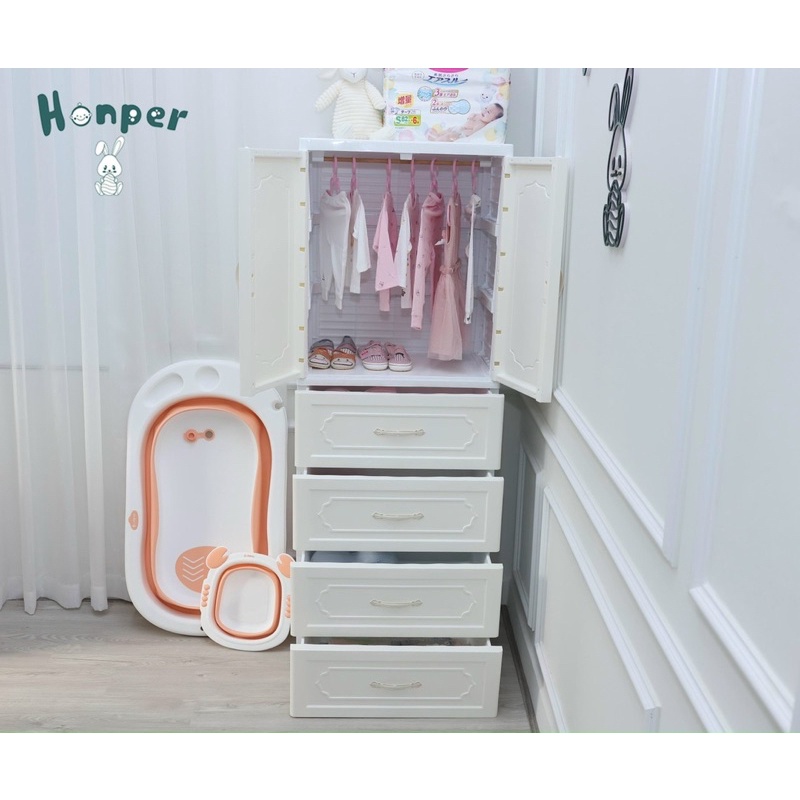 Tủ nhựa Honper 5 tầng vân gỗ cao cấp
