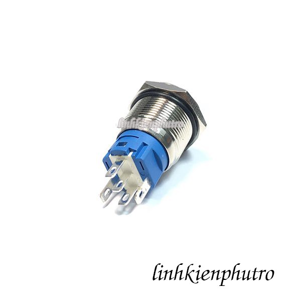 Nút Nhấn Nguồn Tự Giữ 16mm 5 Chân Có đèn 12V