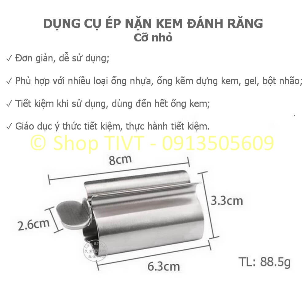 Dụng cụ ép hết kem đánh răng bằng Inox, tiết kiệm, tận dụng hết các loại kem, bột nhão đựng trong ống nhựa, ống kẽm-TIVT