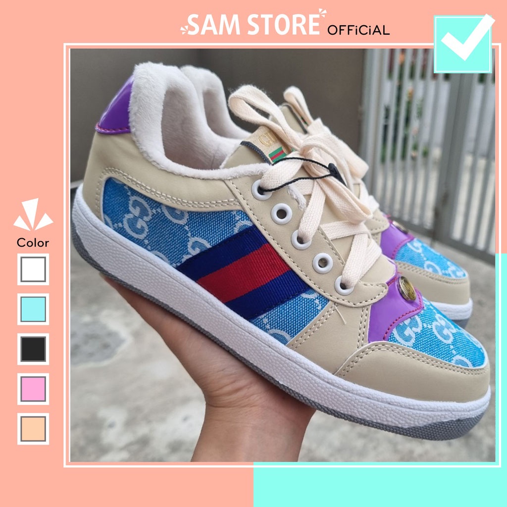 Giày gucci sơn tùng nam nữ, giày gucci st xanh dương thời trang cao cấp full box