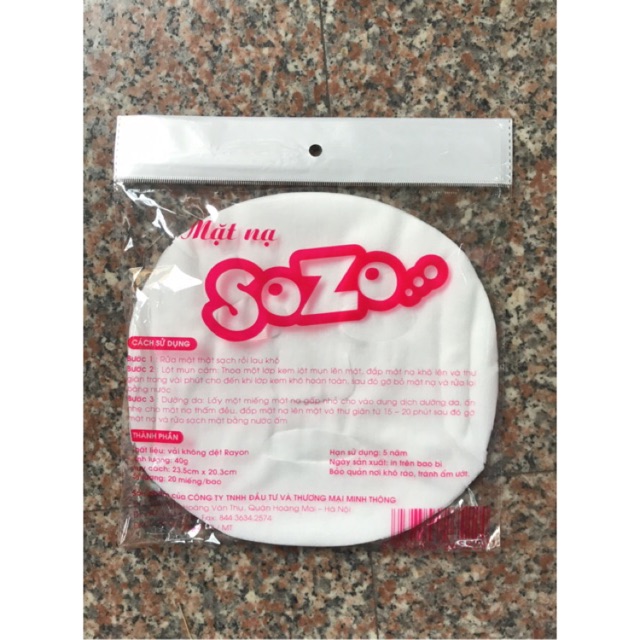 Mặt Nạ Giấy Sozo 20 miếng/ 1 gói