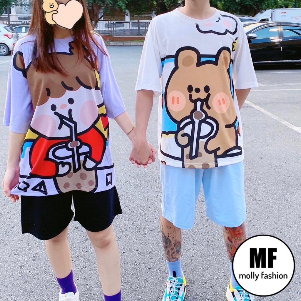 Đồ bộ hoạt hình form rộng Unisex BỘ TRÀ SỮA Freesize dành cho nam nữ Molly Fashion