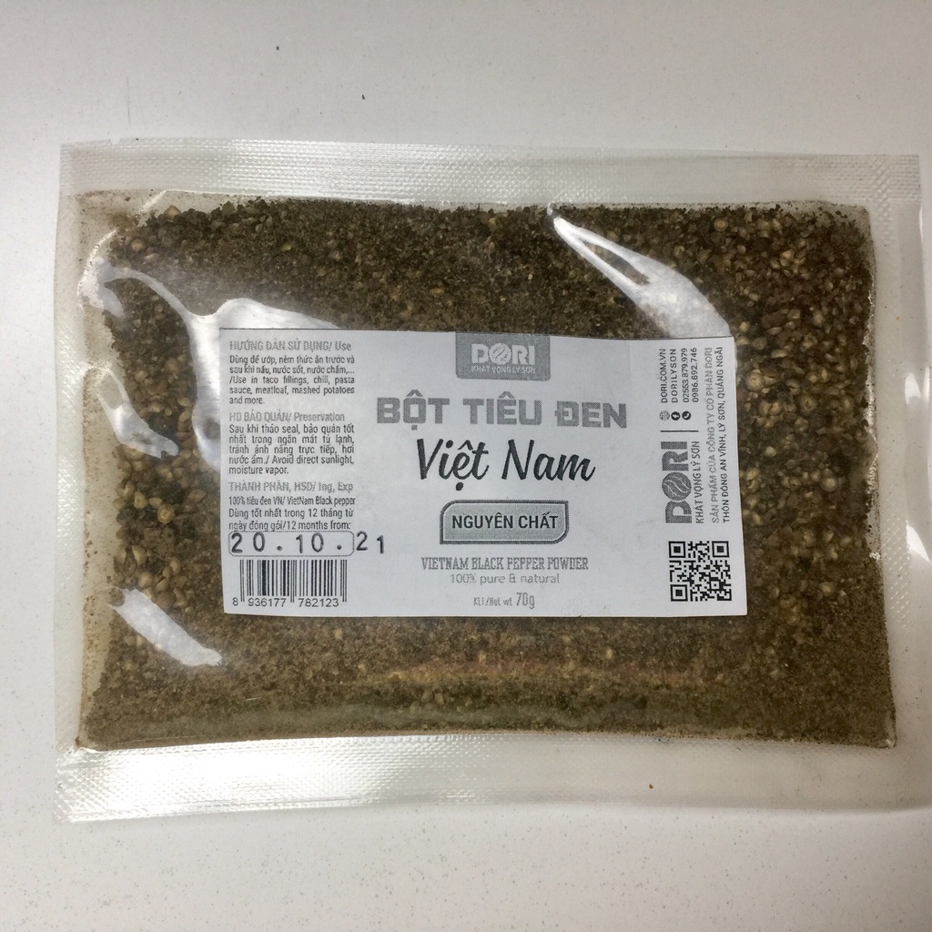 Bột tiêu đen nguyên chất - Dori Thơm - 70g - Gia vị Việt Nam - Bột gia vị