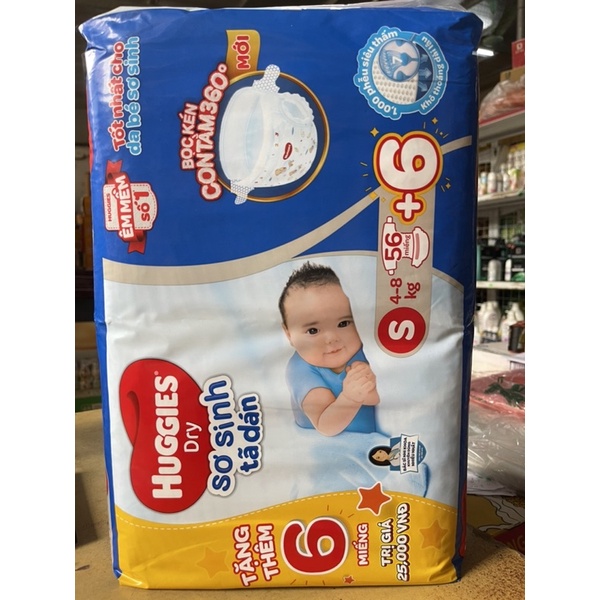 Tã dán sơ sinh Huggies cho bé &lt;5kg 74 miếng và S 56miếng cho bé 4-8kg