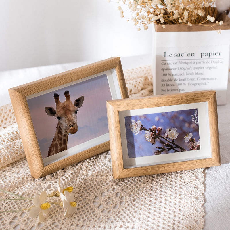 Bắc Âu Khung ảnh Gỗ Rắn 6 Inch / 7 Inch / 8 Inch / 10 Inch Khung ảnh Bảng Ba Chiều Khung ảnh đăng Nhập Màu Treo Tường