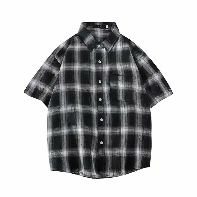 Fashion Plaid Short Sleeve Men's Shirt