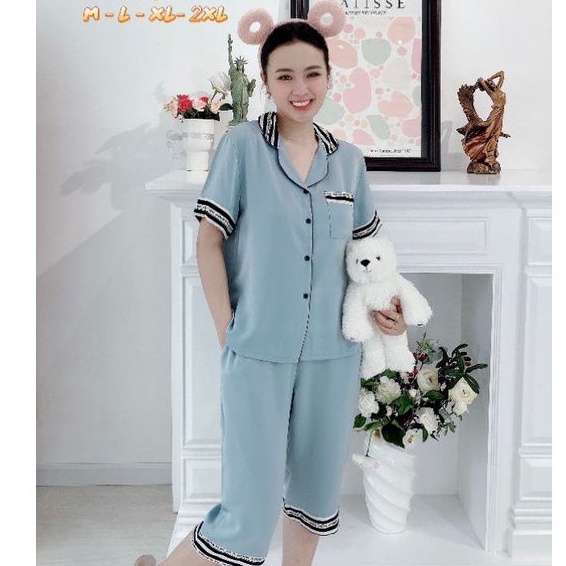 Đồ Bộ Pijama Quần Lửng Lụa Mango Cao Cấp BigSize XL 2XL Giảm 10K Đơn 200K