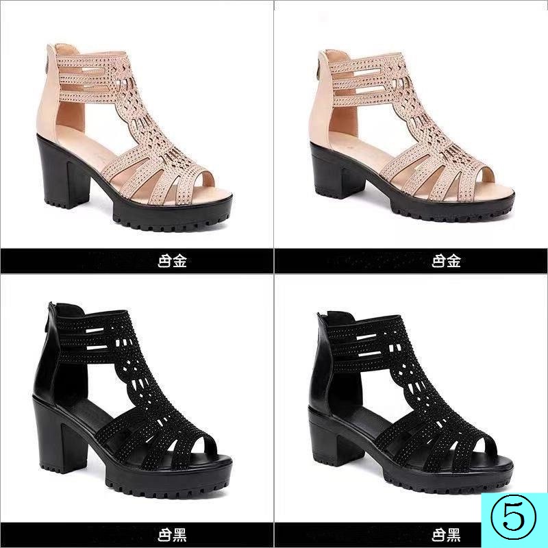 Giày Sandal Đế Dày Mềm Hở Ngón Đính Đá Thời Trang Cho Nữ Trung Niên 2022