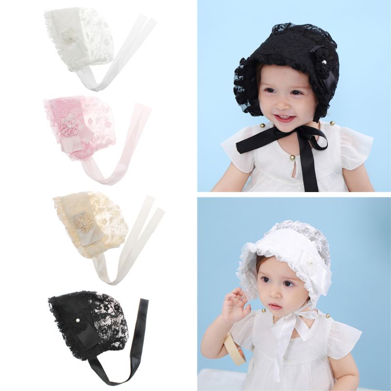 Nón Beanie Cotton Thoáng Khí Thoải Mái Có Dây Đeo Cho Bé Gái 4-18 Tháng Tuổi