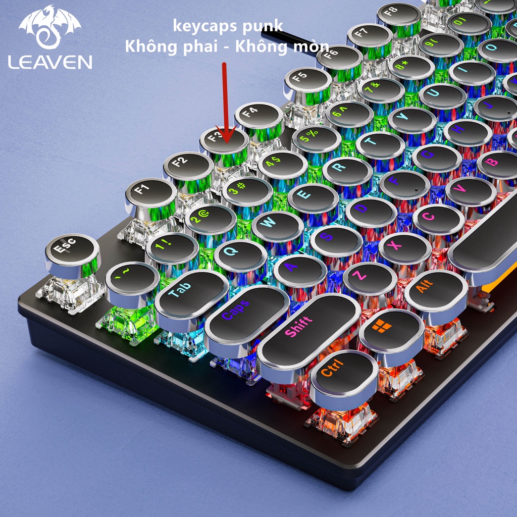 Bàn phím máy tính Bàn phím cơ LEAVEN K550 Punk 87 phím Hiệu ứng ánh sáng RGB bàn phím cơ gaming