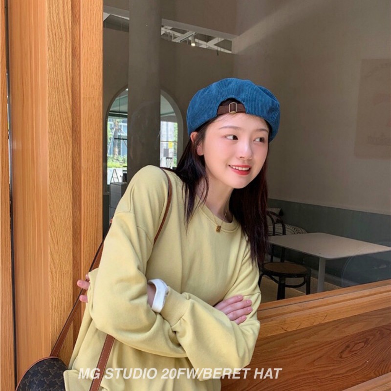 Mũ beret MG Studio bằng da phong cách thời trang cho phái nữ